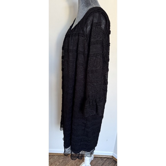 Vtg Y2K Dressbarn Midi Dress 20 Lace Sheet Fairy Grunge Whimsigoth Black Witchy - Picture 9 of 16